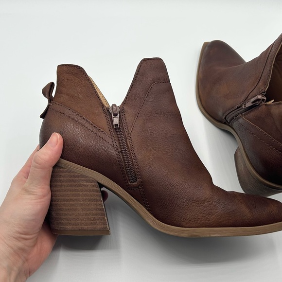 Crown Vintage Brown Leather Heeled Ankle Booties Boots Women’s Size 8 - Picture 6 of 11